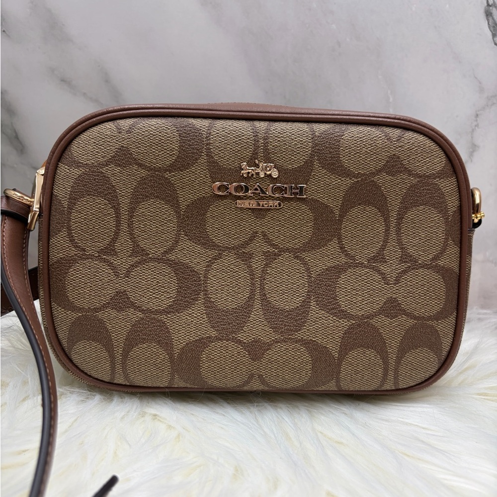 Coach Brown Signature Canvas Crossbody with Gold Hardware